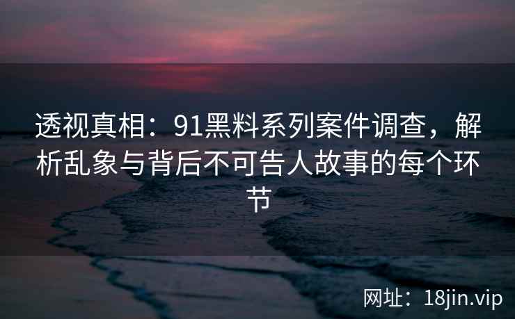透视真相：91黑料系列案件调查，解析乱象与背后不可告人故事的每个环节